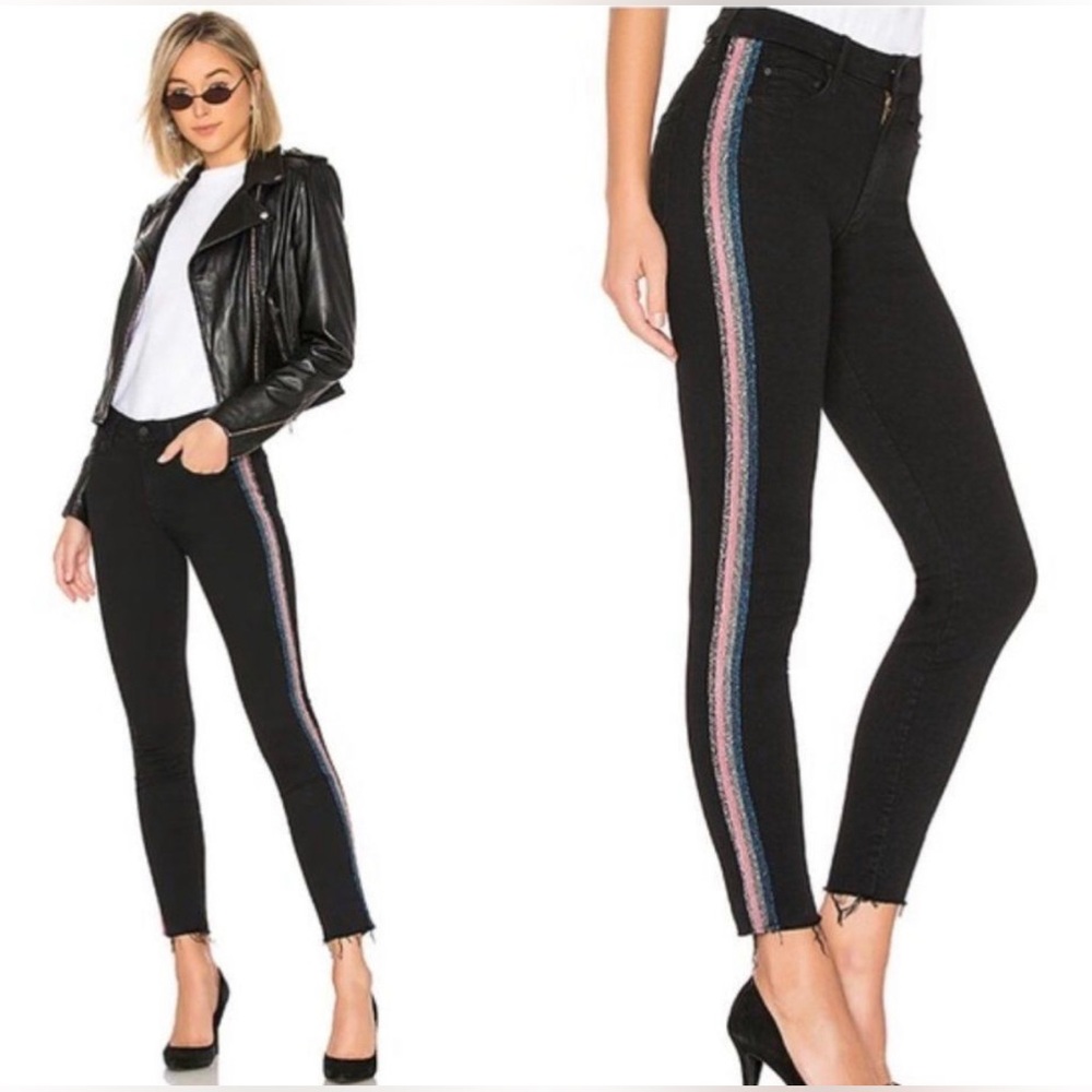 Mother High Waisted‎ Looker Ankle Fray in Guilty Glitter Racer Size 24